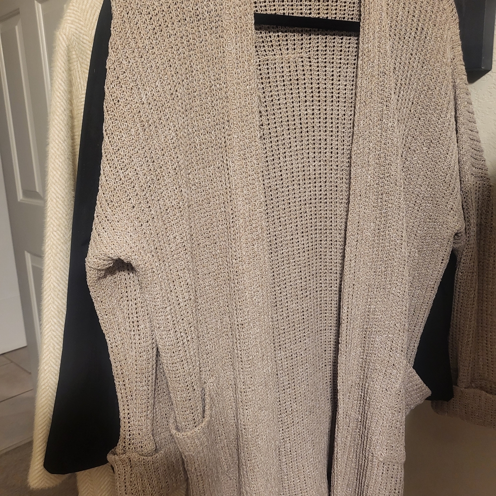 Carly Jean Los Angeles Taupe Cardigan